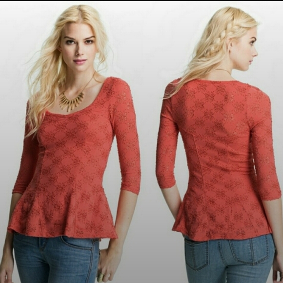 NWT FREE PEOPLE Daisy Pointelle Peplum Top - Picture 4 of 15